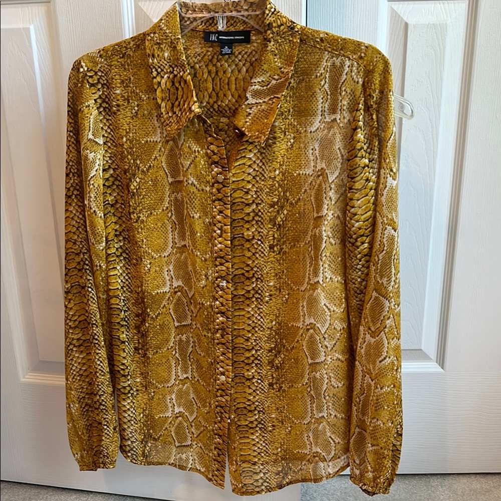 INC International Concepts Gold Casual Button Down Shirt
